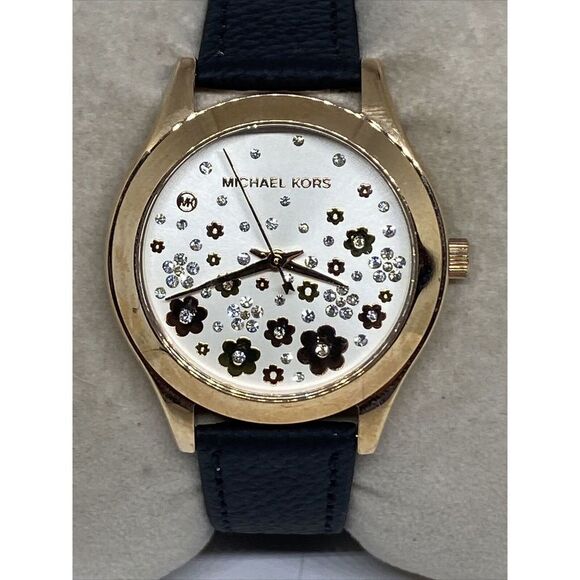 Michael Kors Slim Runway MK4384 Women's Black Leather Analog Dial Watch EY123 - Picture 2 of 12